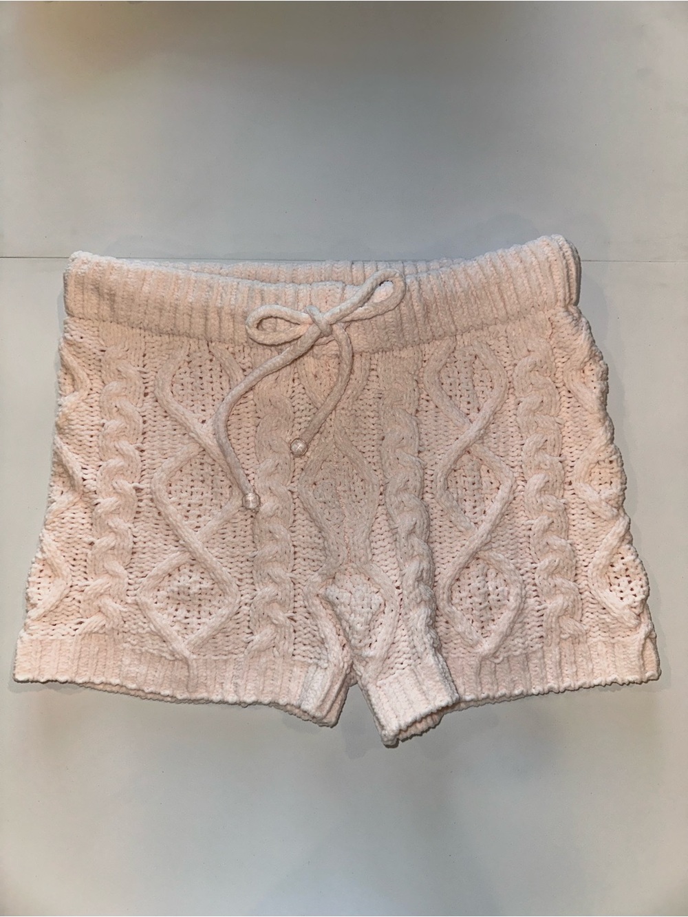 NWOT POL Cable Knit Drawstring Women's Shorts - Light Pink